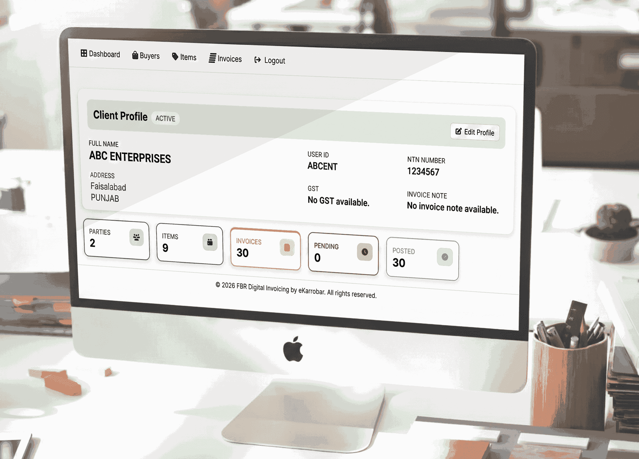 FBR digital invoicing software dashboard