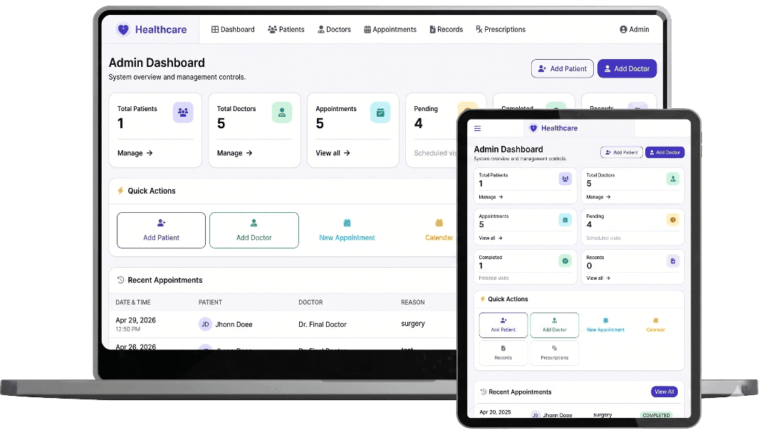 Healthcare management dashboard preview