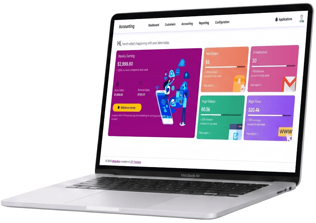 eKarobar services overview dashboard