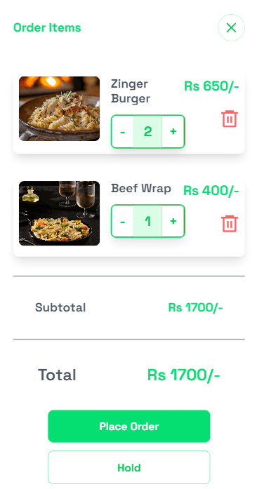 Self ordering cart panel